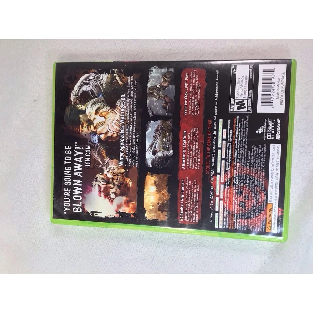 Gears of War 2 Microsoft Xbox 360 Video Game With Manual